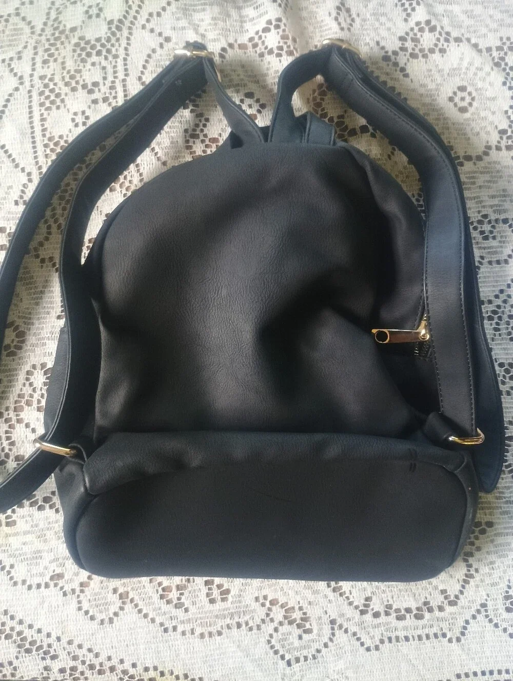 Unicorn Holographic Black Faux Leather Mini Backpack Rainbow Glitter Bag